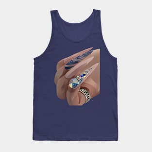 Blue coral bling acrylic nails Tank Top